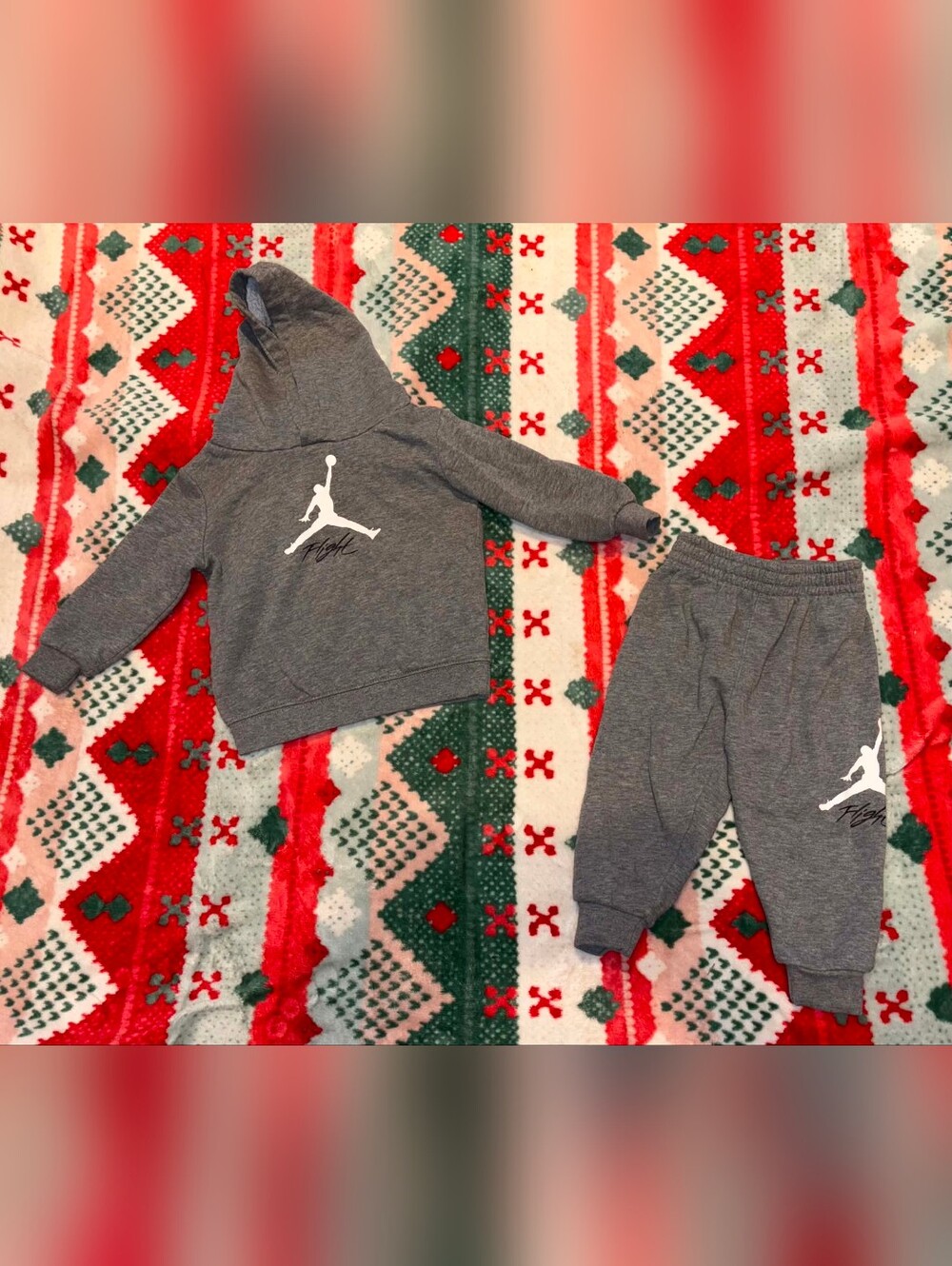 Jordan Kids Gray Hoodie & Joggers Set - White Jumpman